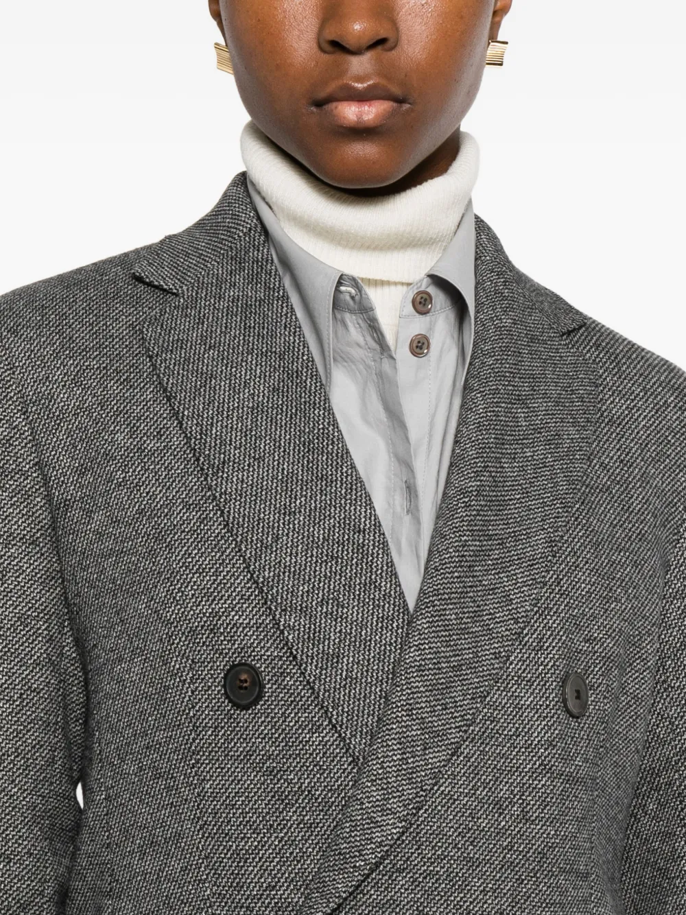 Max Mara Double-breasted Blazer In Gray