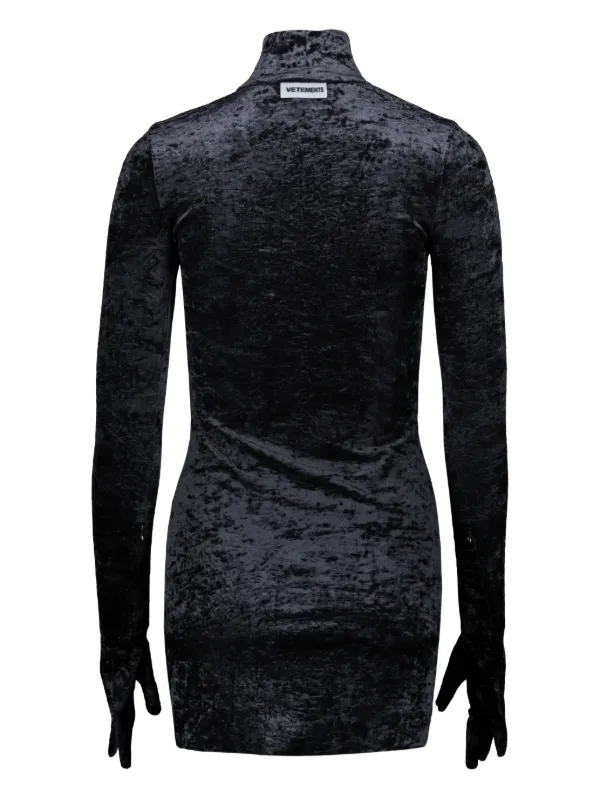 black mini dress with gloves Black Mini Dress with Gloves