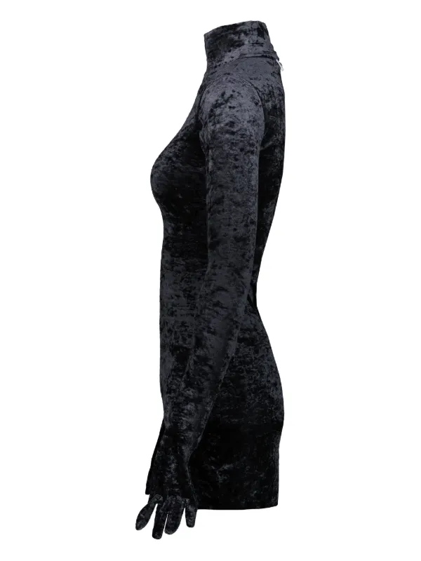Vetements Velvet Mini Dress With Gloves - Black