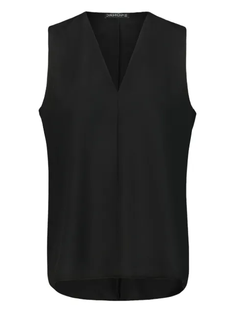 DRHOPE V-neck raw-edge top