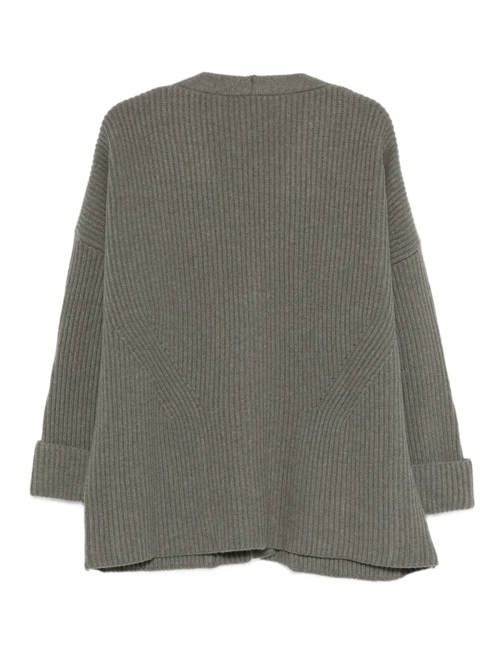 Buttoned Ribbed-Knit Cardigan
