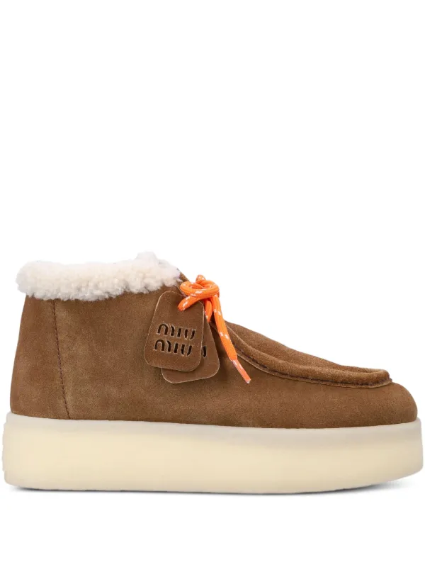Miu Miu 45mm Platform Boots in Brown