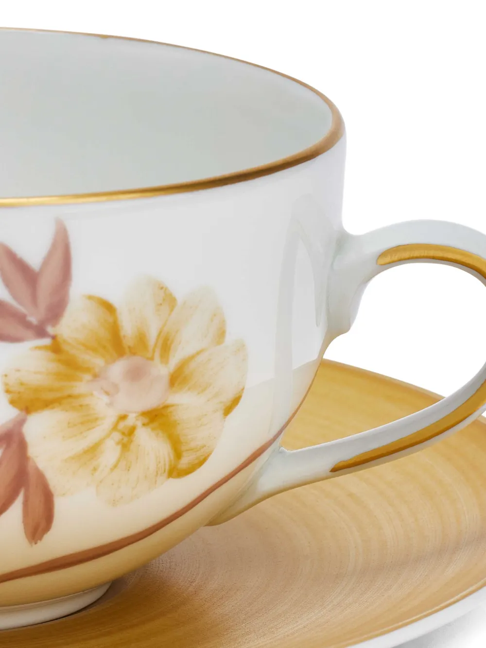 Marie Daage Bouquet De Compete Gold Teacup And Saucer (7.5cmx14cm) In White