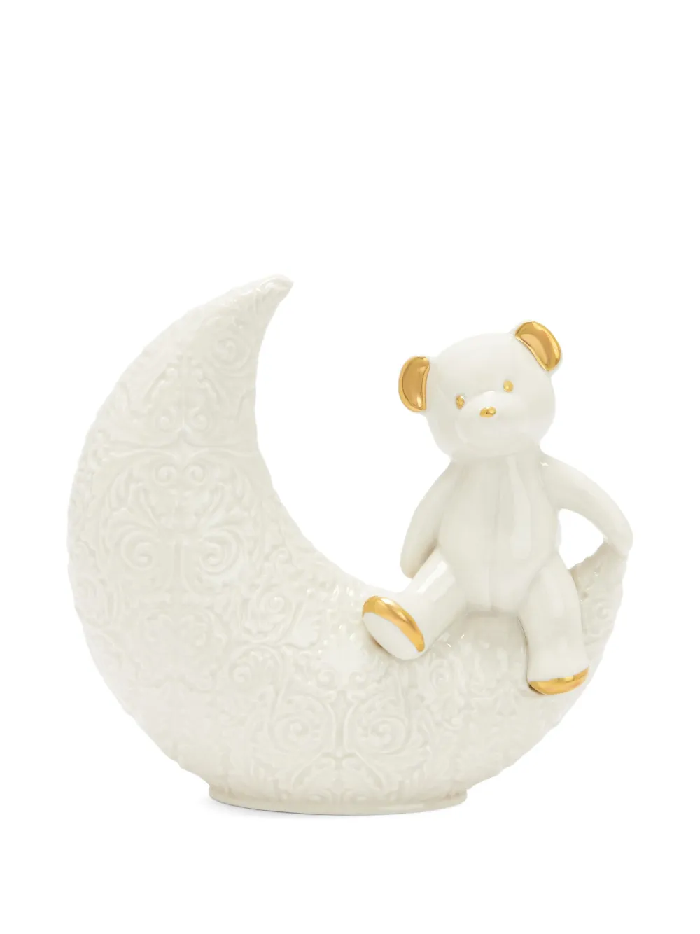 Villari Teddy On The Moon Figurine (12cm X 13cm) In White