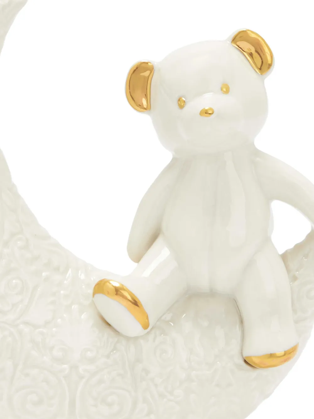 Villari Teddy On The Moon Figurine (12cm X 13cm) In White