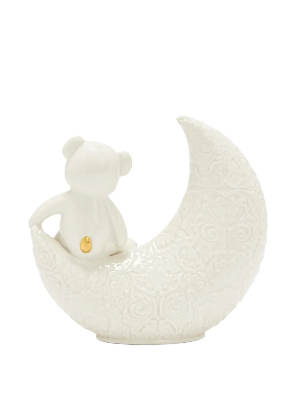 Villari Teddy On The Moon Figurine (12cm X 13cm) In White