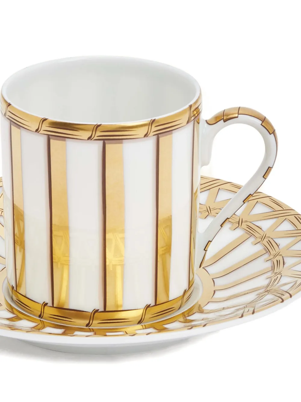 Pinto Paris Vannerie Striped Coffee Cup And Saucer In Gold