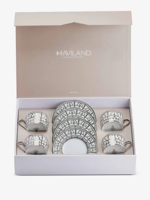 Haviland Tiara patterned tea cup & saucer (set of four)