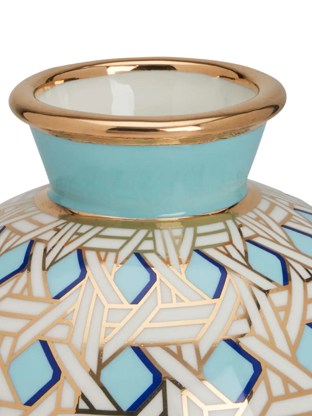 Jonathan Adler basketweave round vase (24cm) - Wit