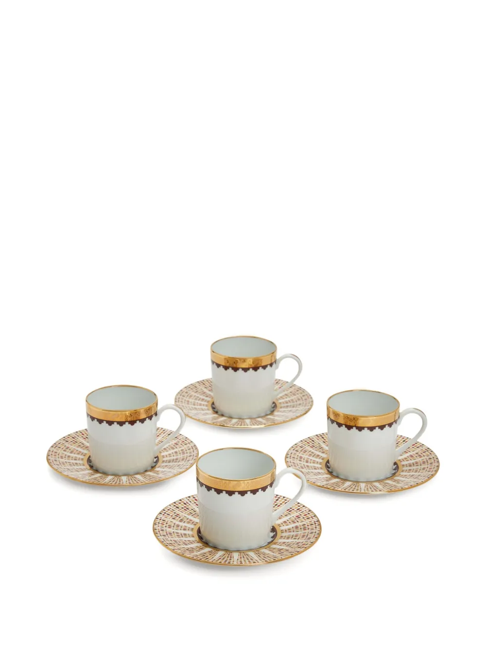 Haviland Cavalier royal patterned coffee cup & saucer (set of four) | Gold | Image 1