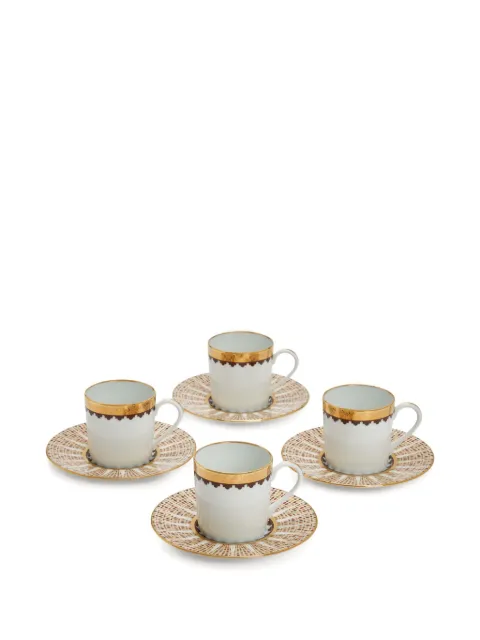 Haviland Cavalier royal patterned coffee cup & saucer (set of four)
