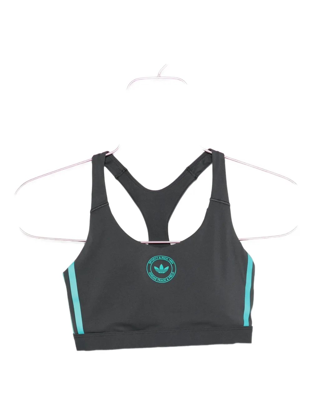 Adidas Originals Racerback Logo Sports Bra In Gray