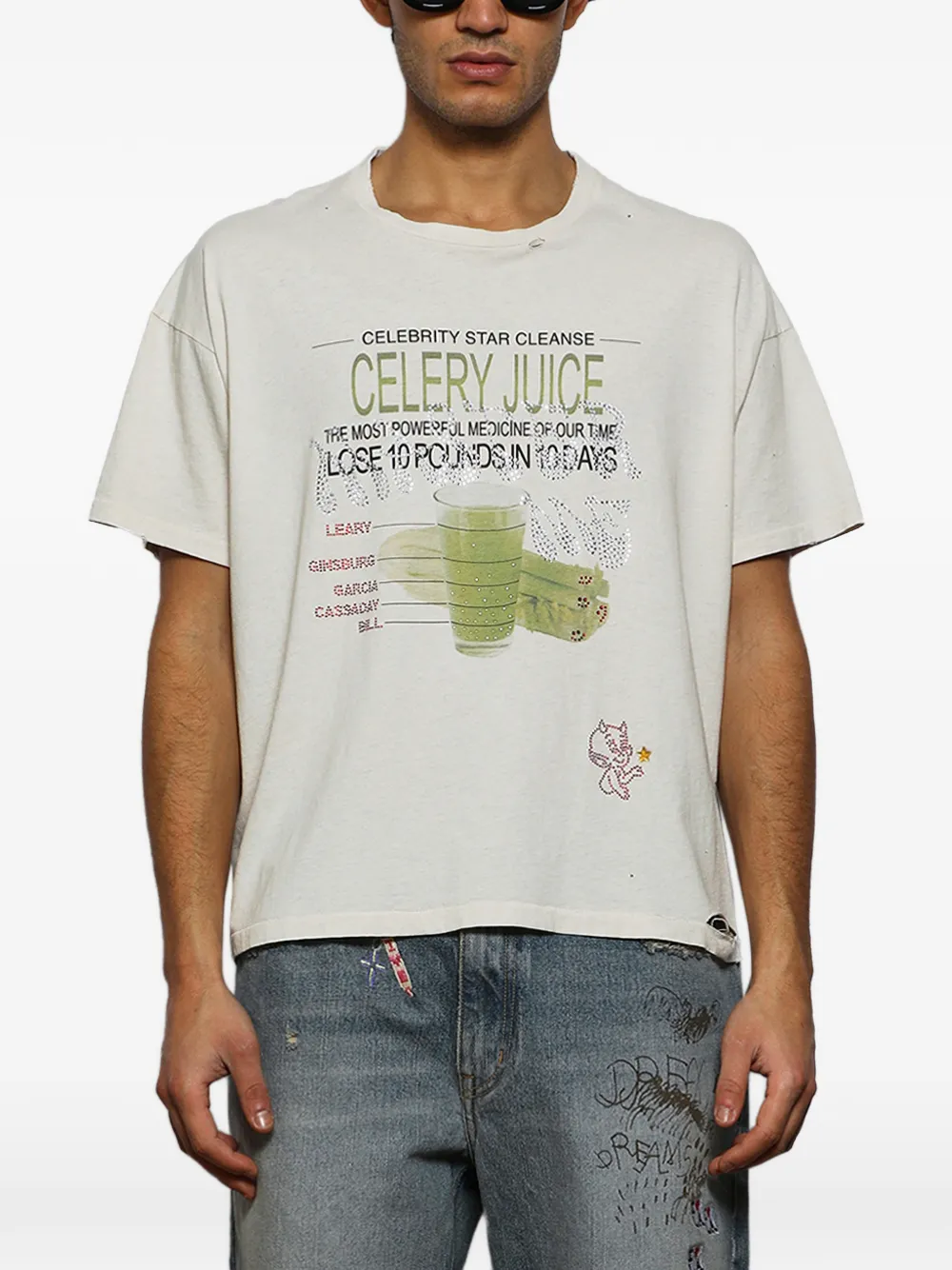 Paly T-shirt met grafische print Beige