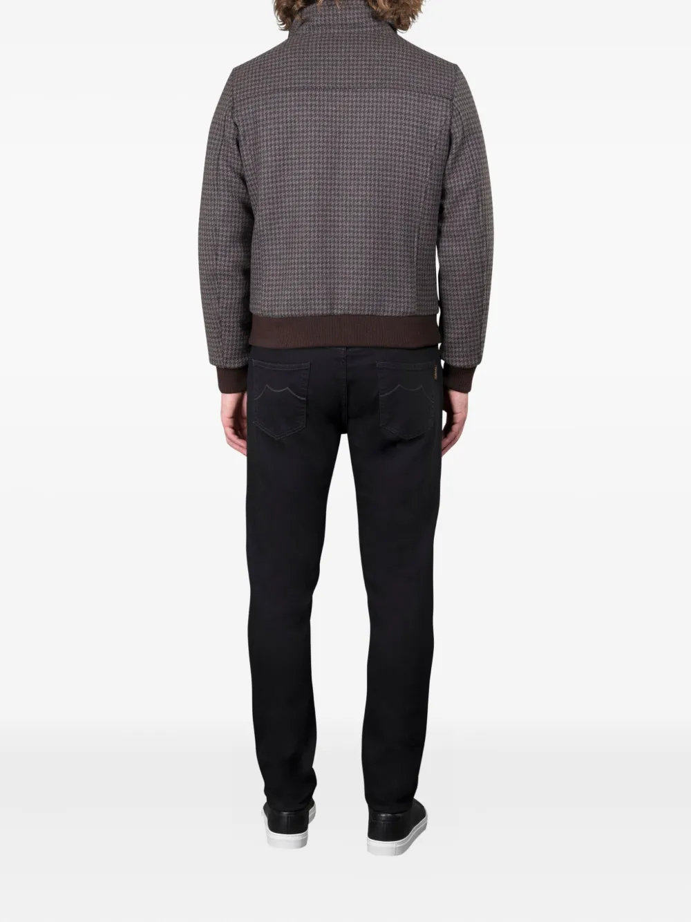 Moorer Bellati-Pp jack met pied-de-poule print en rits Grijs