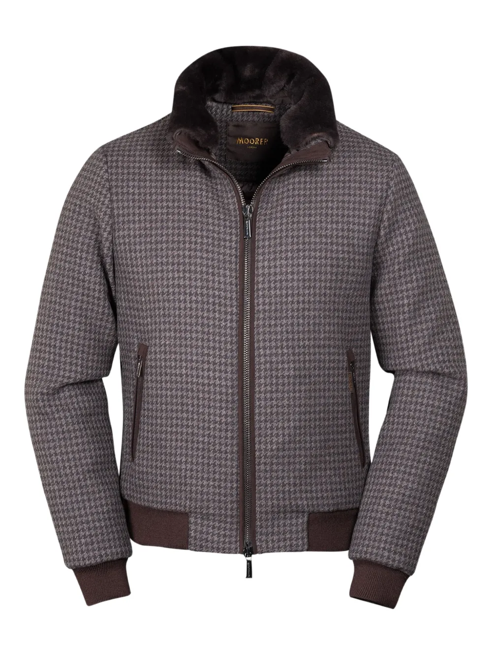 Moorer Bellati-Pp houndstooth zip-up jacket | gris | Image 1