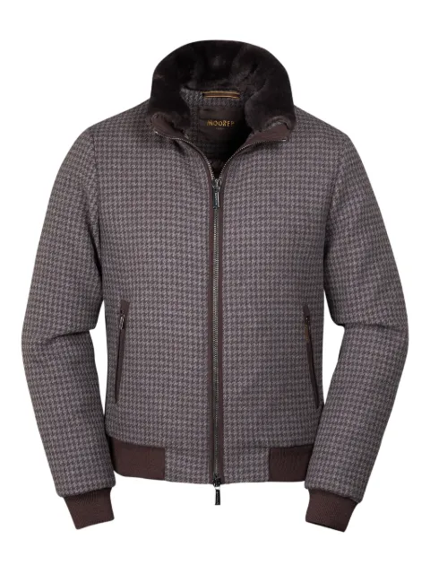 Moorer Bellati-Pp houndstooth zip-up jacket