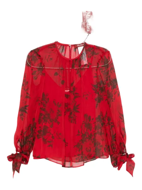 Max Mara floral-print tie-cuff blouse
