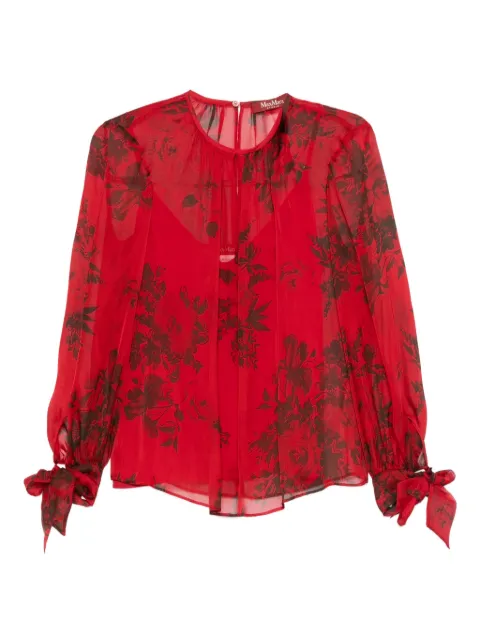 Max Mara floral-print tie-cuff blouse