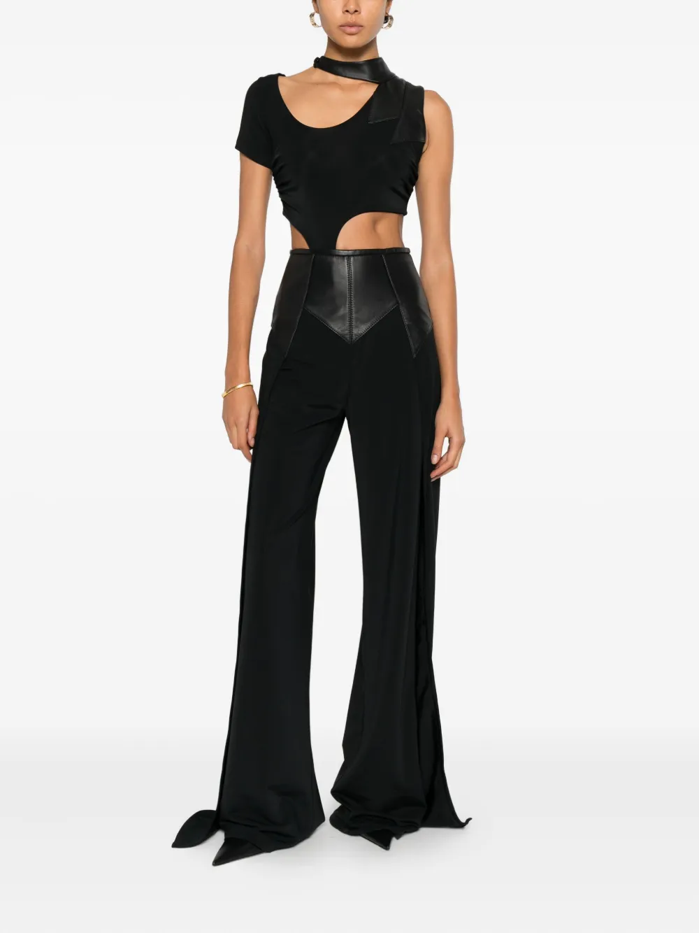 Mitiliane Couture Leather-insert Trousers In Black