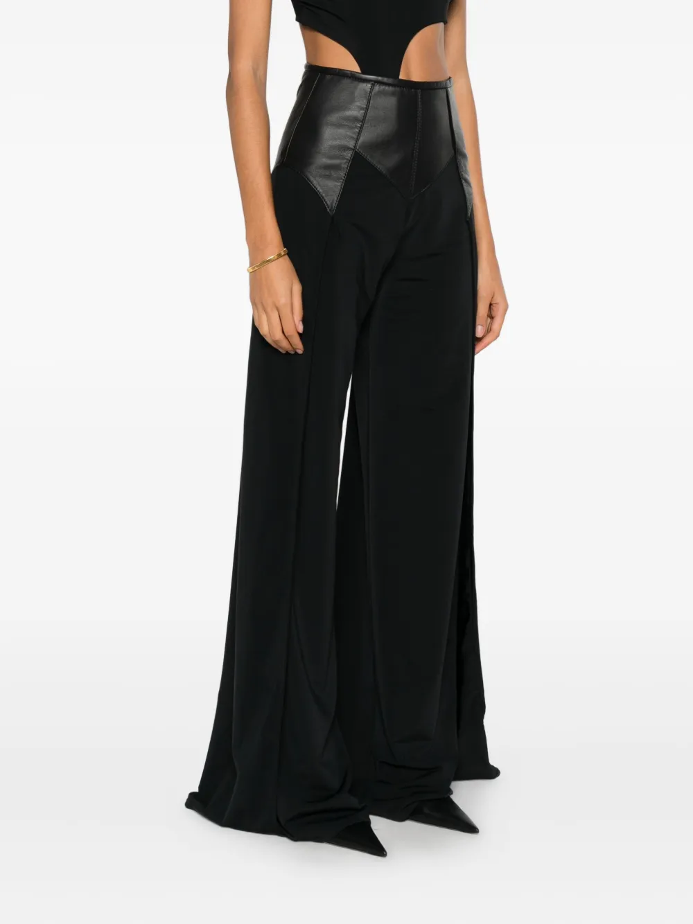 Mitiliane Couture Leather-insert Trousers In Black