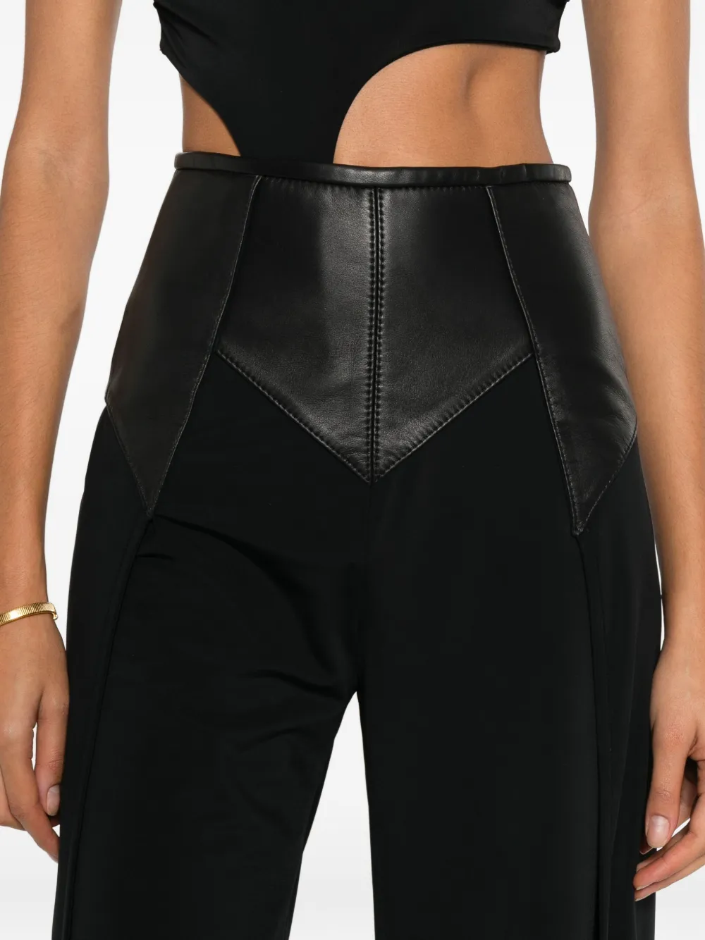 Mitiliane Couture Leather-insert Trousers In Black
