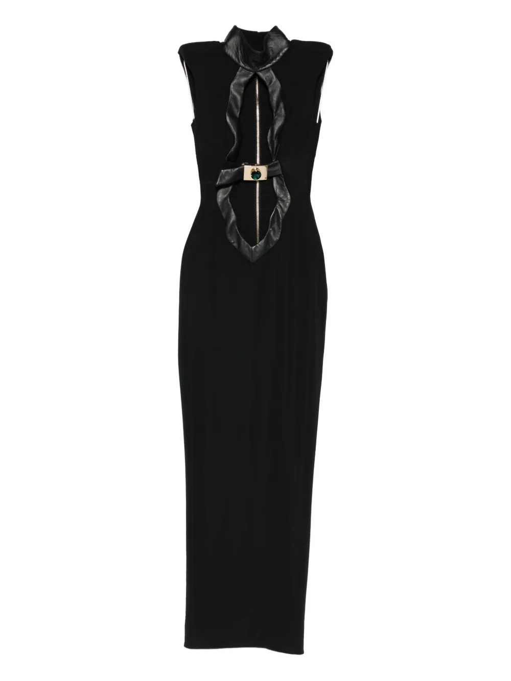 Mitiliane Couture Leather Insert Stone Accessory Dress In Black