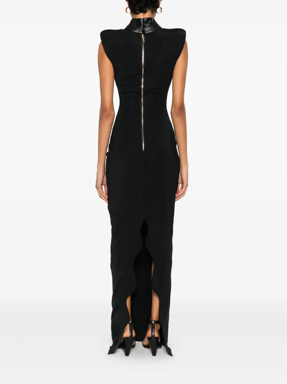 Mitiliane Couture Leather Insert Stone Accessory Dress In Black