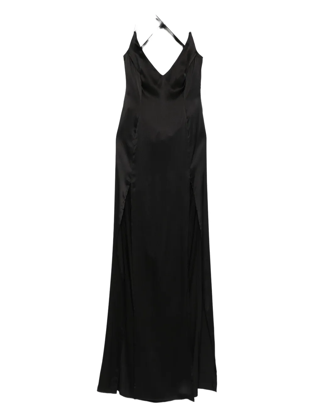 Mitiliane Couture Split Silk Maxi Dress In Black