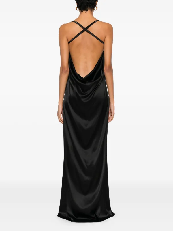 MITILIANE COUTURE Split Silk Maxi Dress | Black | FARFETCH