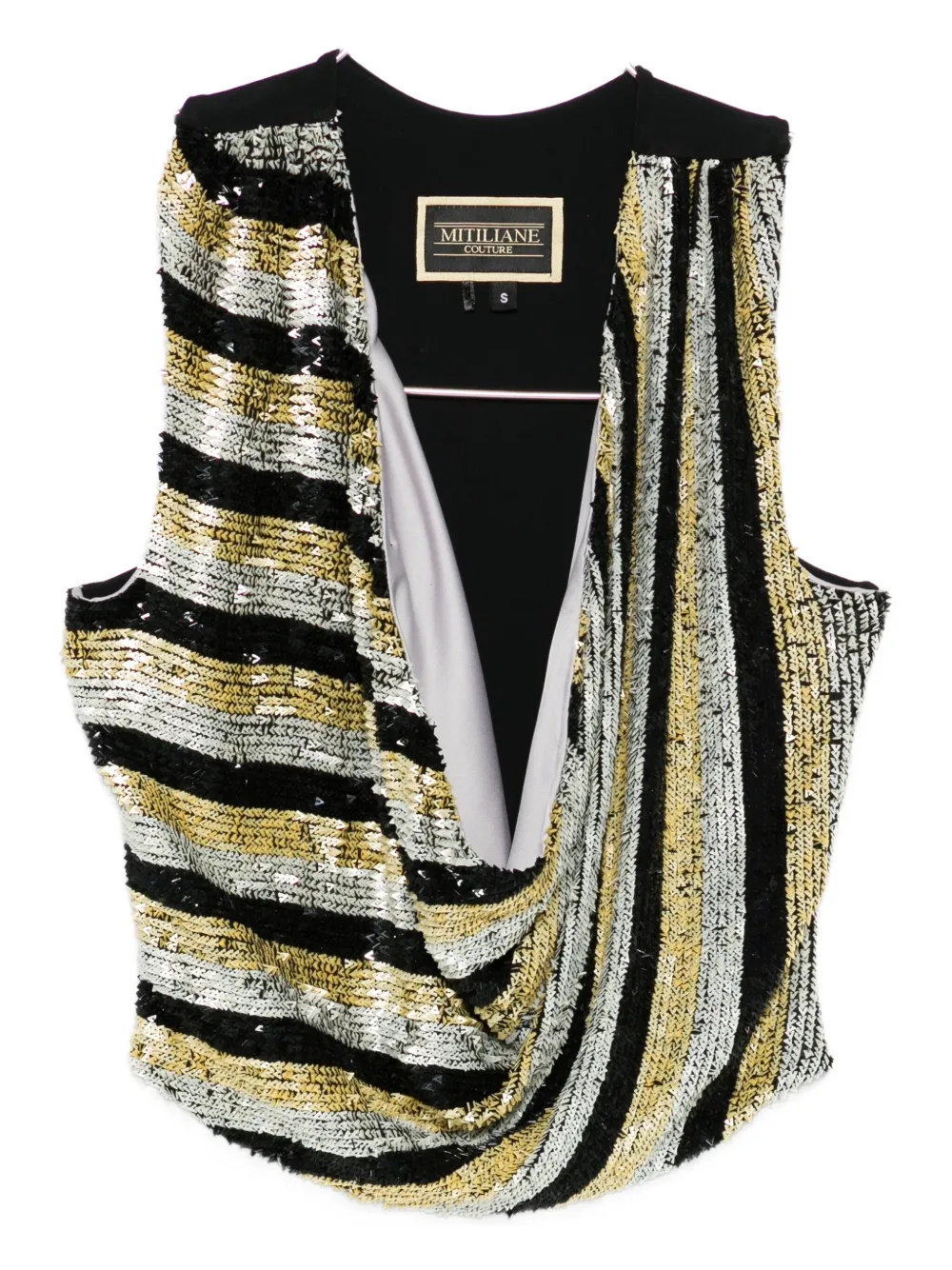 MITILIANE COUTURE sequined striped top - Grigio