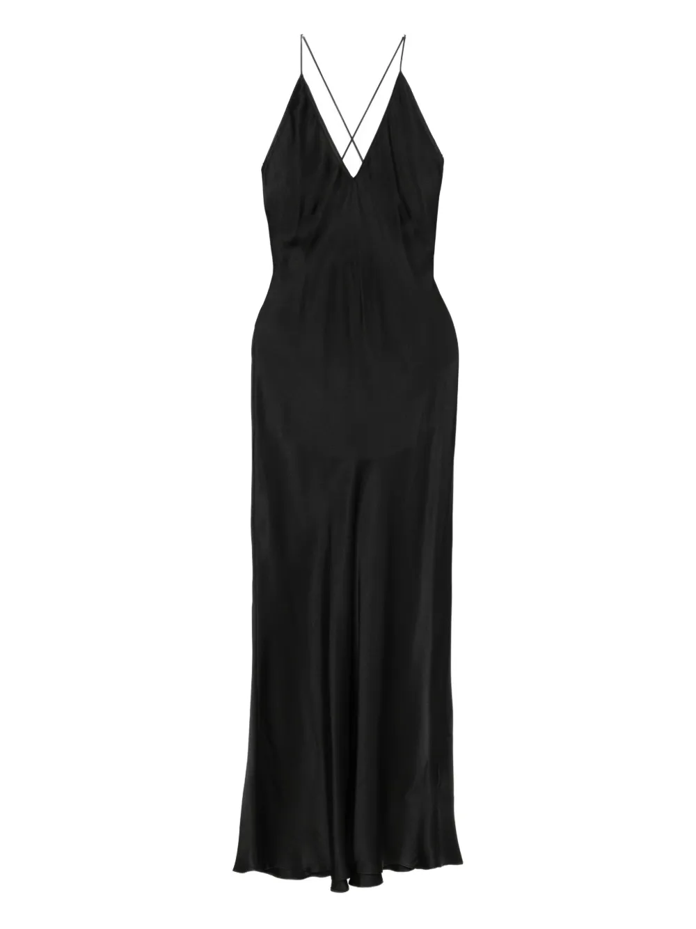 Anine Bing Laurel Silk-blend Satin Gown In Black