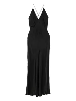 Nili Lotan Silk Midi Slip Dress | Black | FARFETCH
