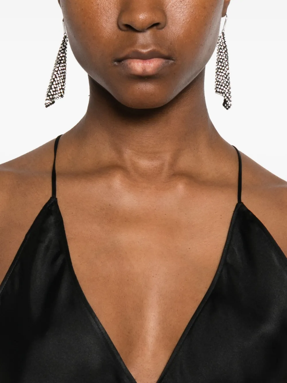 Anine Bing Laurel Silk-blend Satin Gown In Black