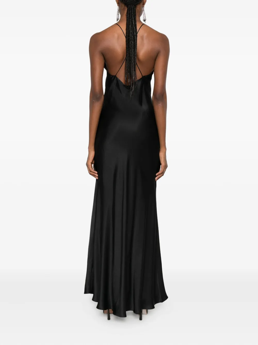 Anine Bing Laurel Silk-blend Satin Gown In Black