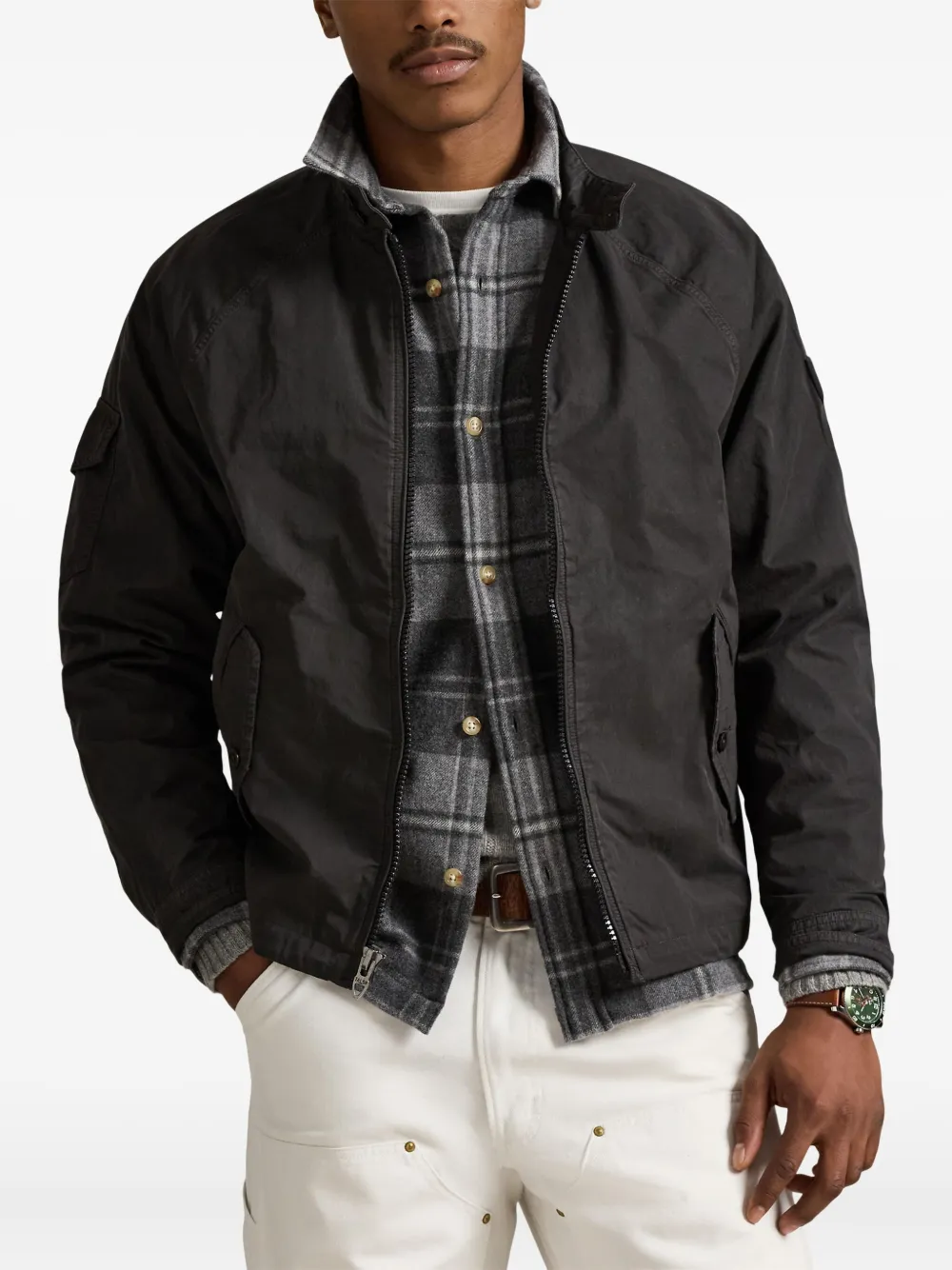 Polo Ralph Lauren Twill Windbreaker Jacket In Black