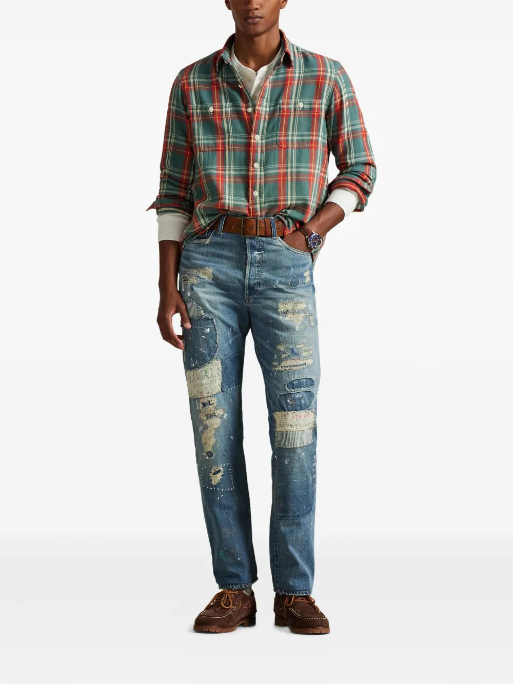 Polo Ralph Lauren Flanellen overhemd met lange mouwen Groen