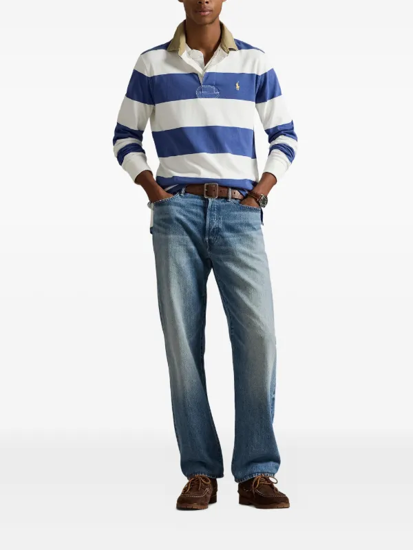 Polo Ralph Lauren Camisa Polo Mangas Longas Com Listras | Azul