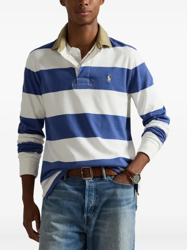 Polo Ralph Lauren Camisa Polo Mangas Longas Com Listras | Azul