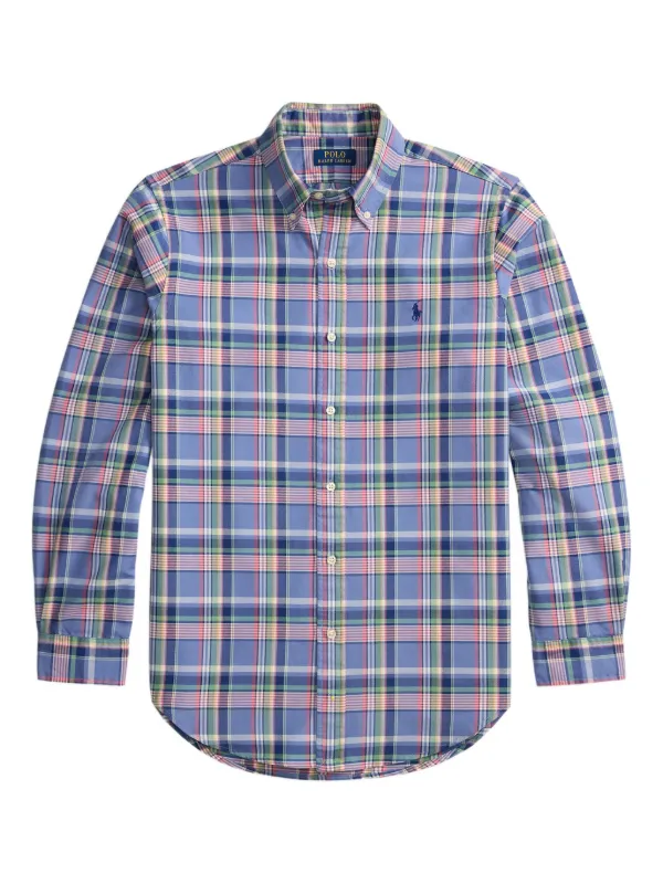 カ*ズ様 POLO RALPH LAUREN PLAID CHECK CAP 9 Polo Ralph Lauren Camisa Xadrez Com Mangas Longas | Azul | FARFETCH BR