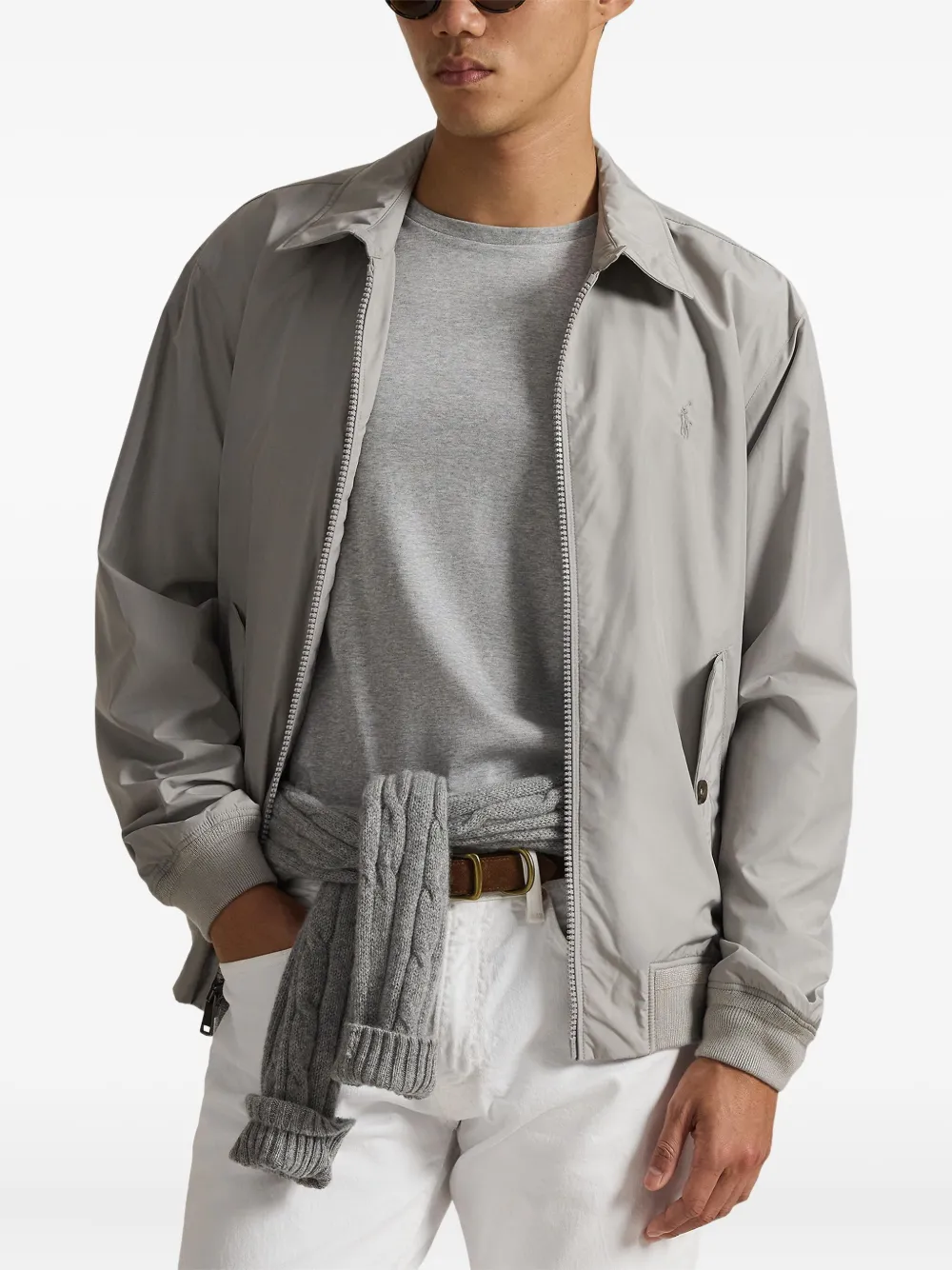 Polo Ralph Lauren Zip-up Lined Windbreaker In Gray