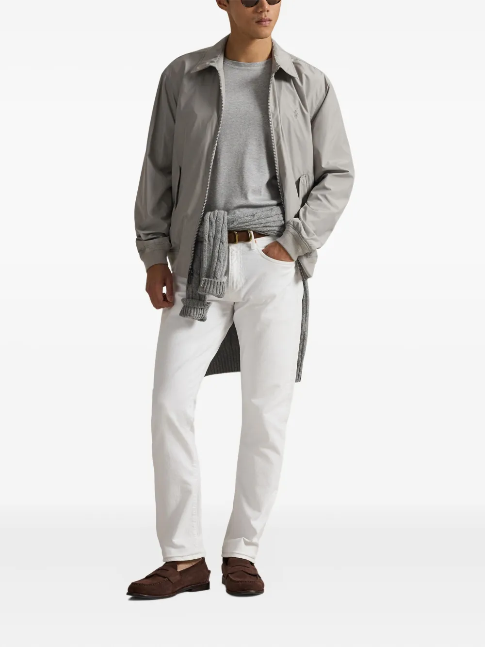 Polo Ralph Lauren Zip-up Lined Windbreaker In Gray