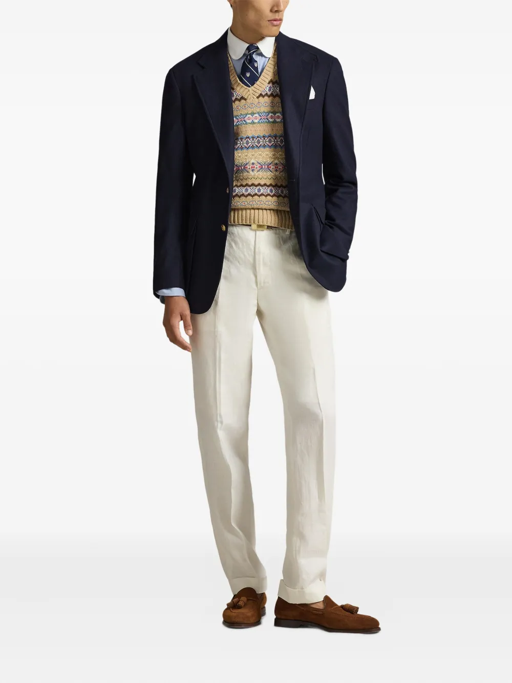 Polo Ralph Lauren Gemusterter Pullunder mit V-Ausschnitt | Pullover | Image 2