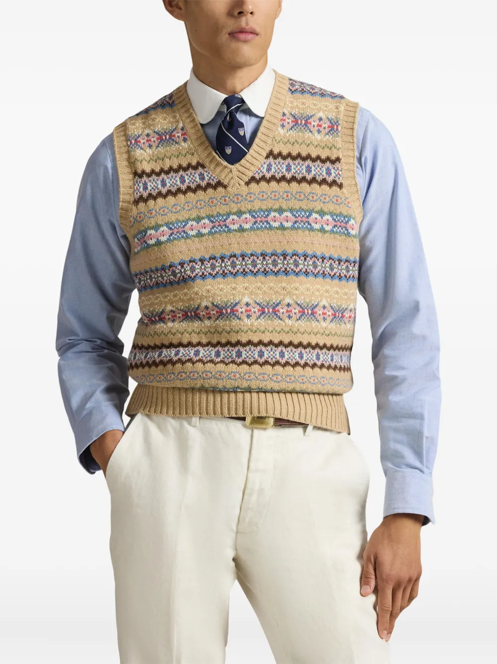 Polo Ralph Lauren Vest met V-hals en patroon Beige