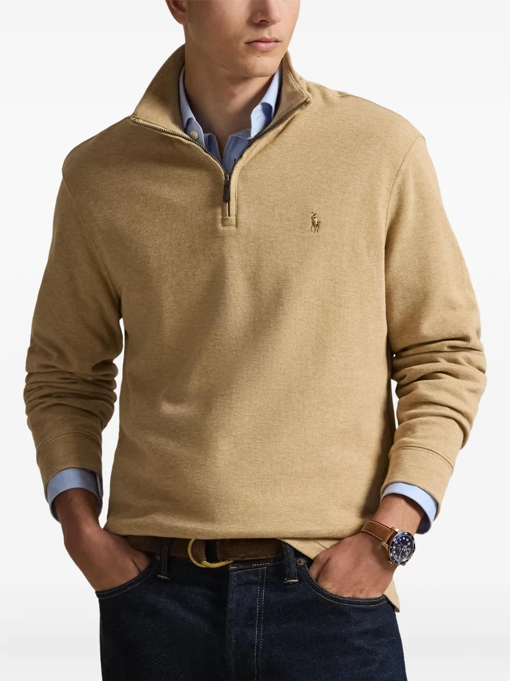 Polo Ralph Lauren Quarter-zip Sweatshirt In Brown