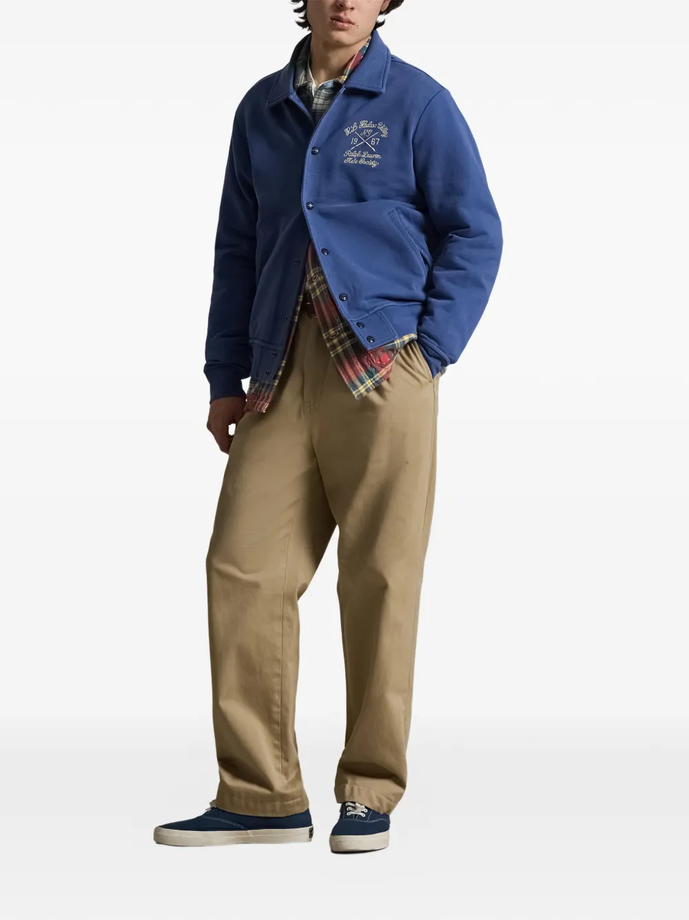 Polo Ralph Lauren Embroidered-detail Bomber Jacket In Blue