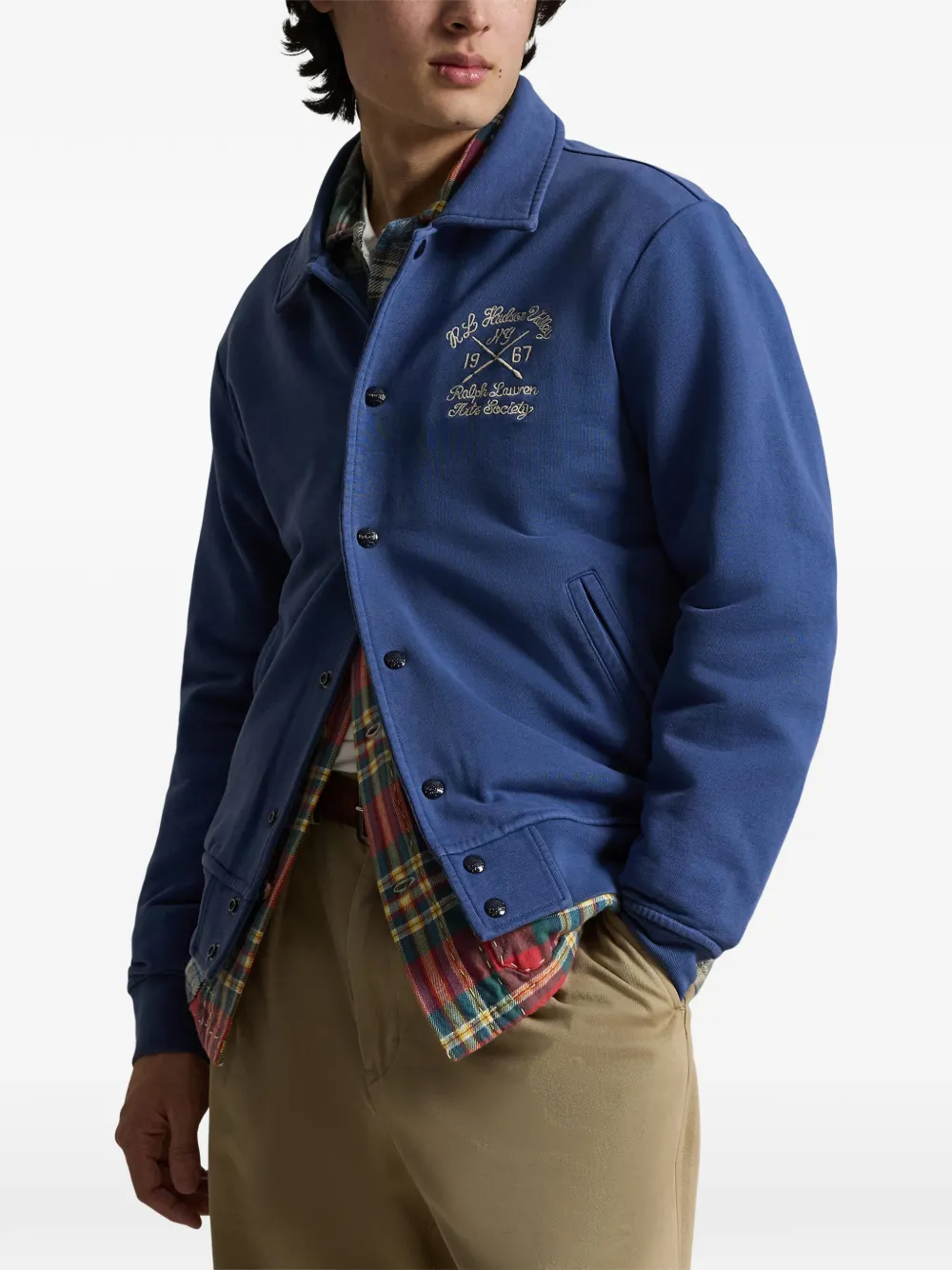 Polo Ralph Lauren Embroidered-detail Bomber Jacket In Blue