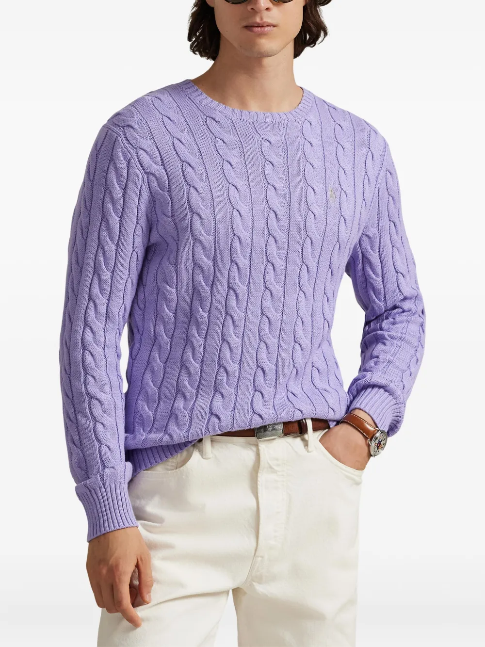 Polo Ralph Lauren Kabelgebreide trui met lange mouwen Paars