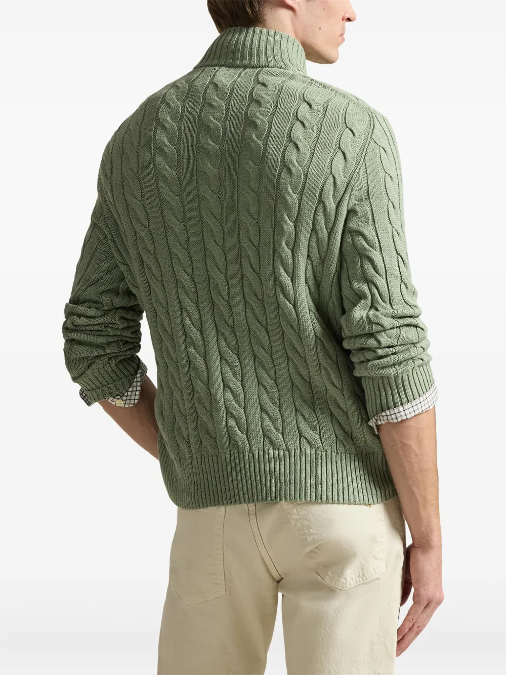 Polo Ralph Lauren Kabelgebreide trui met halve rits Groen