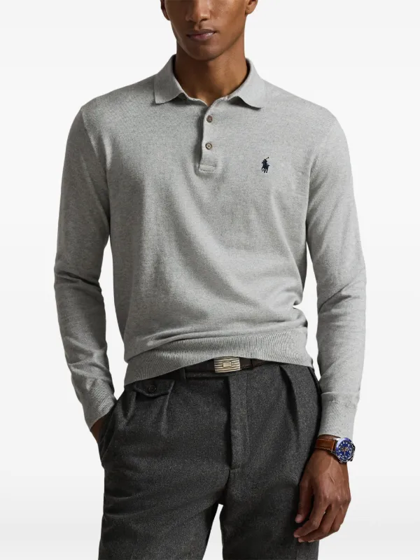 Polo Ralph Lauren long-sleeve polo-collar Sweater | Grey | FARFETCH
