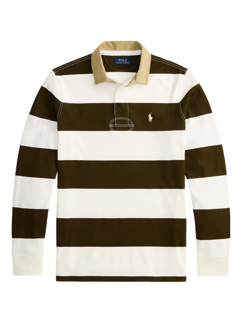 Polo Ralph Lauren Classic Fit Khaki Collar Rugby Shirt In Brown